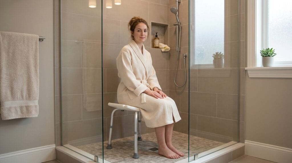 AndCare China Real Factory AC3402L concave seat bath stool in compact bathroom Bath Stool Amazon Hot Selling Supplier OEM Wholesale ISO 13485 CE FDA