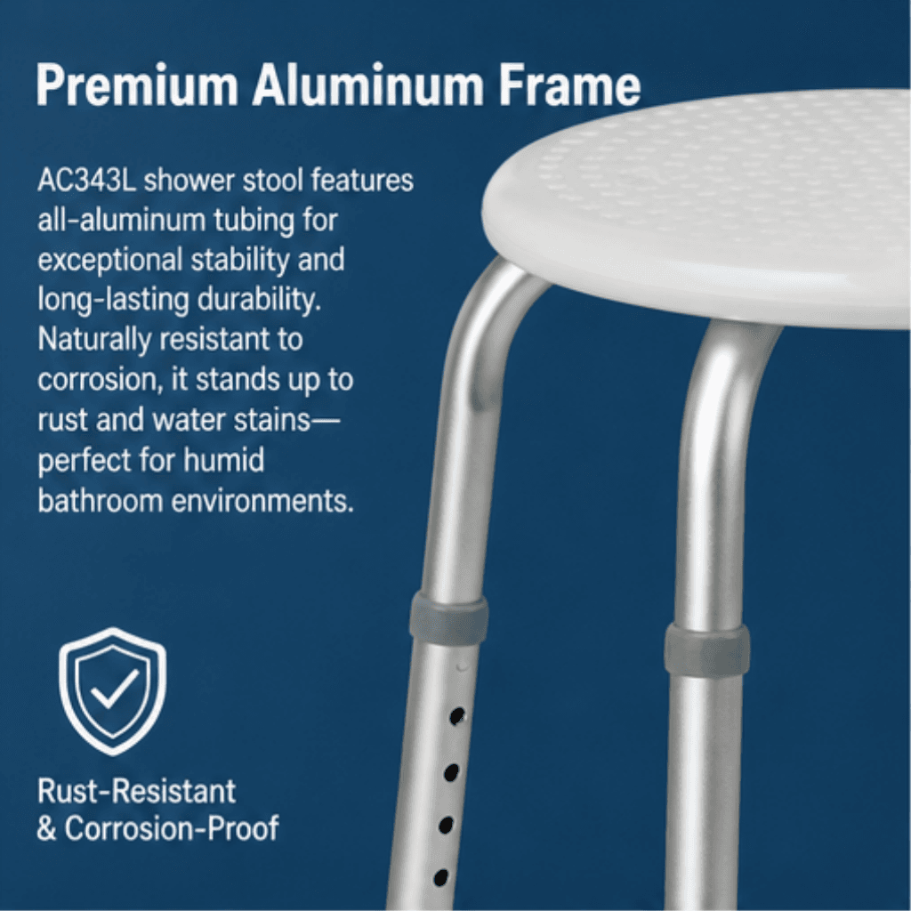 AndCare China Real Factory AC343L anti-slip rubber tip base detail Bath Stool Amazon Hot Selling Supplier OEM Wholesale ISO 13485 CE FDA