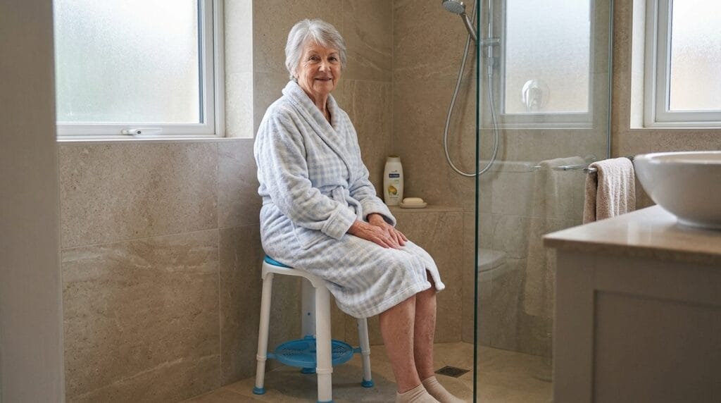 AndCare China Real Factory AC345 bath stool placed in small shower room Bath Stool Amazon Hot Selling Supplier OEM Wholesale ISO 13485 CE FDA
