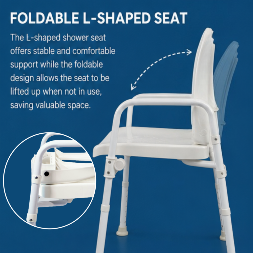 AndCare China Real Factory AC356K foldable steel bath chair side view Bath Chair Amazon Hot Selling Supplier OEM Wholesale ISO 13485 CE FDA