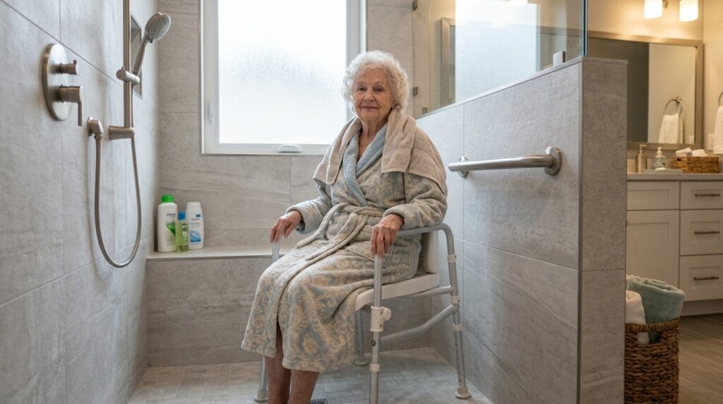 AndCare China Real Factory AC356LK user unfolding bath chair in bathroom Bath Chair Amazon Hot Selling Supplier OEM Wholesale ISO 13485 CE FDA