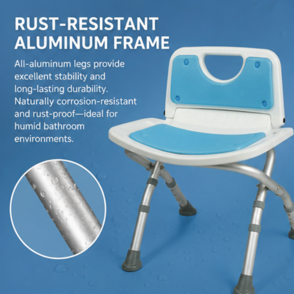 AndCare China Real Factory AC357LK comfortable grey backrest pad Bath Stool Amazon Hot Selling Supplier OEM Wholesale ISO 13485 CE FDA