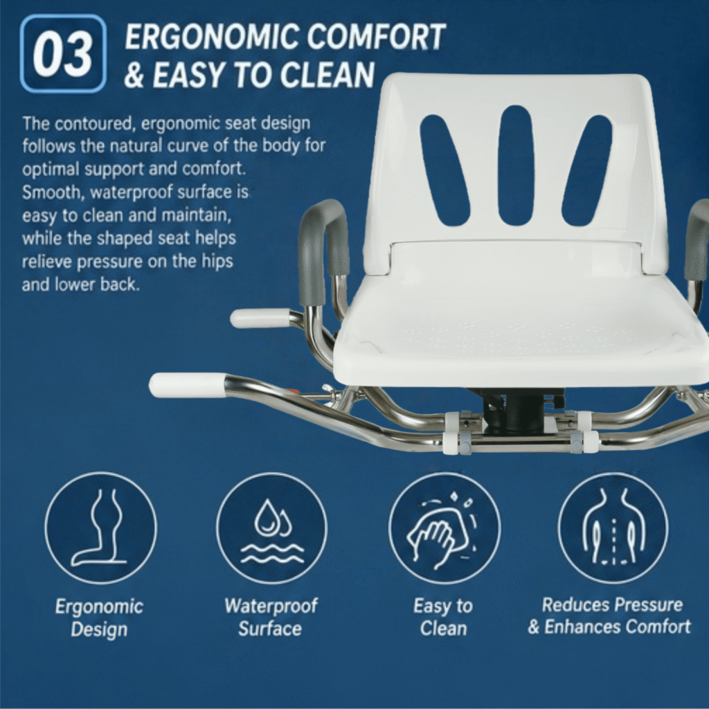 AndCare China Real Factory AC358U stainless steel bathtub swivel chair top view Bath Chair Amazon Hot Selling Supplier OEM Wholesale ISO 13485 CE FDA