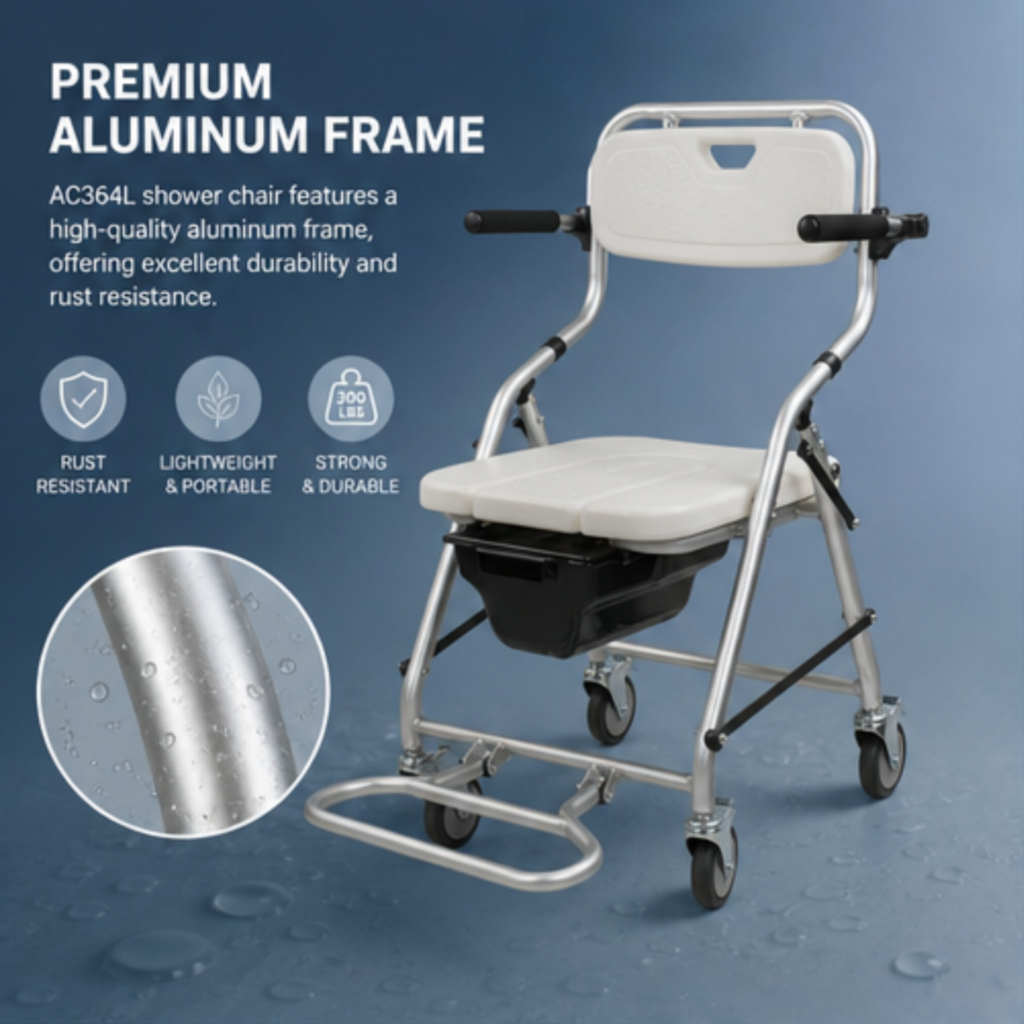 AndCare China Real Factory AC364L padded foam armrests and backrest Bath Chair Amazon Hot Selling Supplier OEM Wholesale ISO 13485 CE FDA