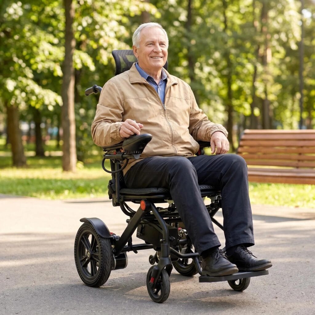 AndCare China Real Factory AC576LGE-12 Reclining Electric Wheelchair Senior Independent Mobility Amazon Hot Selling Supplier OEM Wholesale ISO 13485 CE FDA