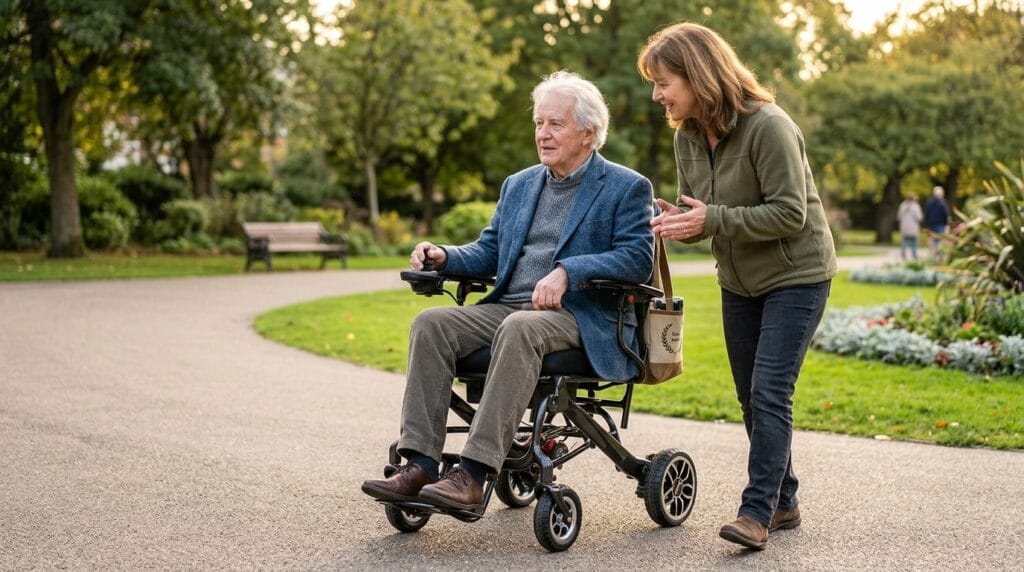 AndCare China Real Factory AC578TE-10 Carbon Fiber Electric Wheelchair Caregiver Assistance Seniors Amazon Hot Selling Supplier OEM Wholesale ISO 13485 CE FDA