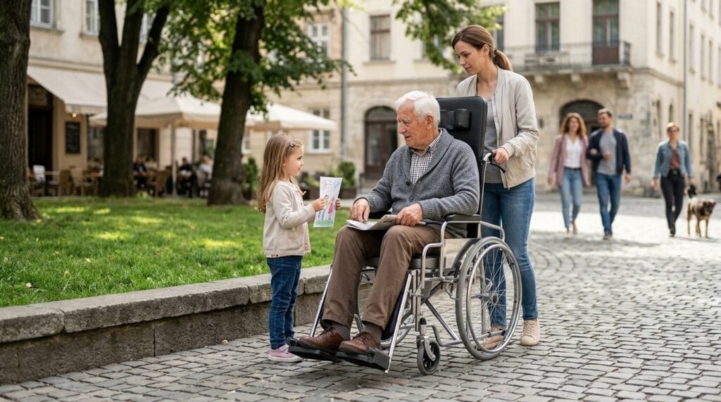 AndCare China Real Factory AC609GC caregiver scene with reclining commode wheelchair in nursing home Steel Reclining Commode Wheelchair Amazon Hot Selling Supplier OEM Wholesale ISO 13485 CE FDA