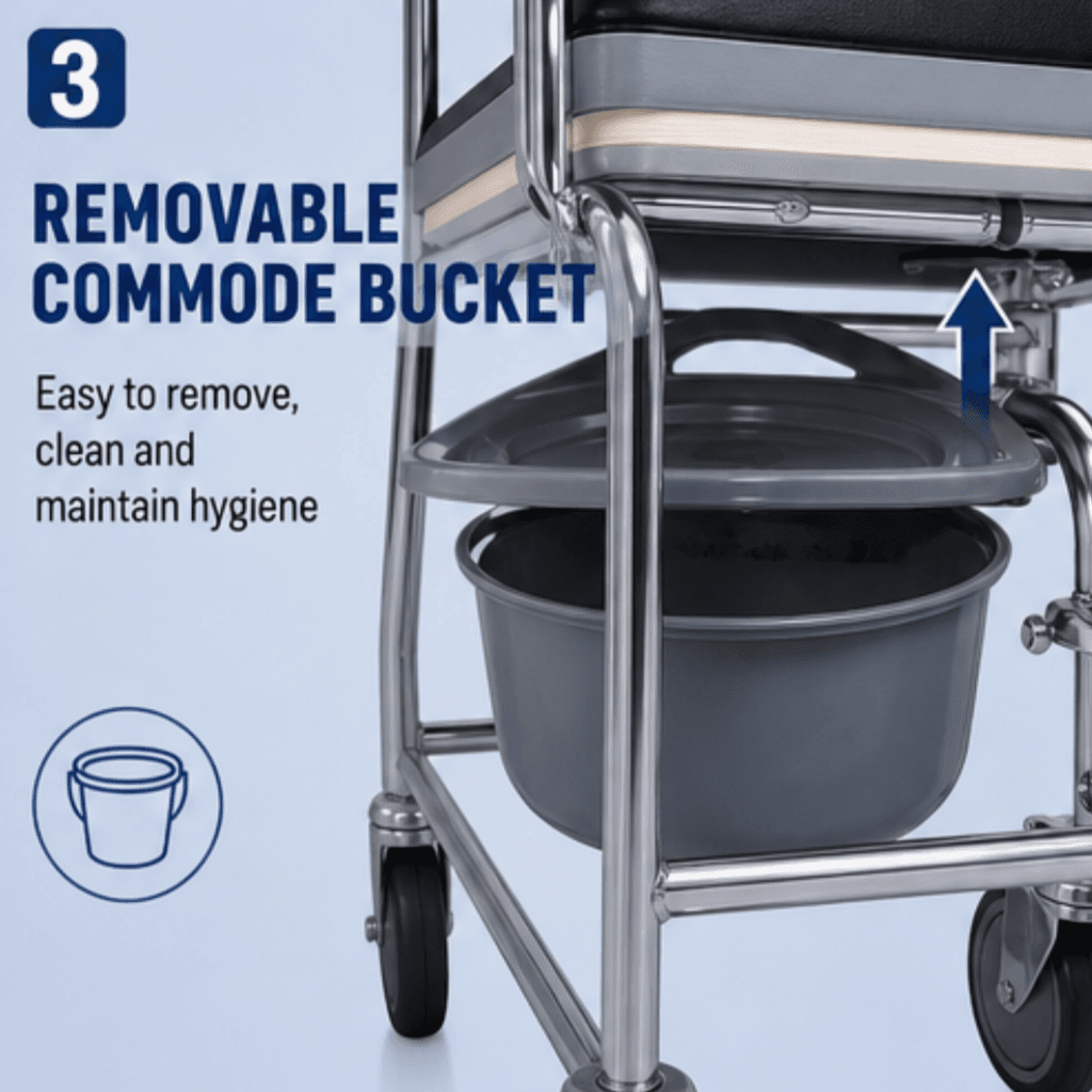 AndCare China Real Factory AC613 ultra-light 11.3kg compact commode wheelchair Steel Commode Wheelchair Amazon Hot Selling Supplier OEM Wholesale ISO 13485 CE FDA