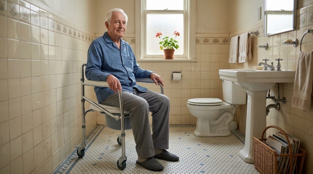 AndCare China Real Factory AC616-3 elderly using commode chair in bathroom Commode Chair Amazon Hot Selling Supplier OEM Wholesale ISO 13485 CE FDA