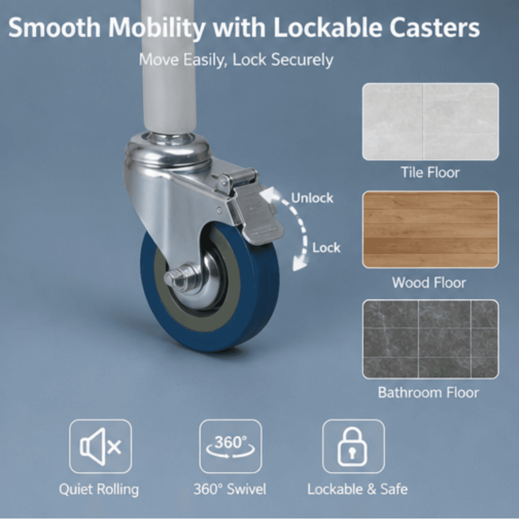 AndCare China Real Factory AC618-3 smooth mobility with lockable casters Commode Chair Amazon Hot Selling Supplier OEM Wholesale ISO 13485 CE FDA