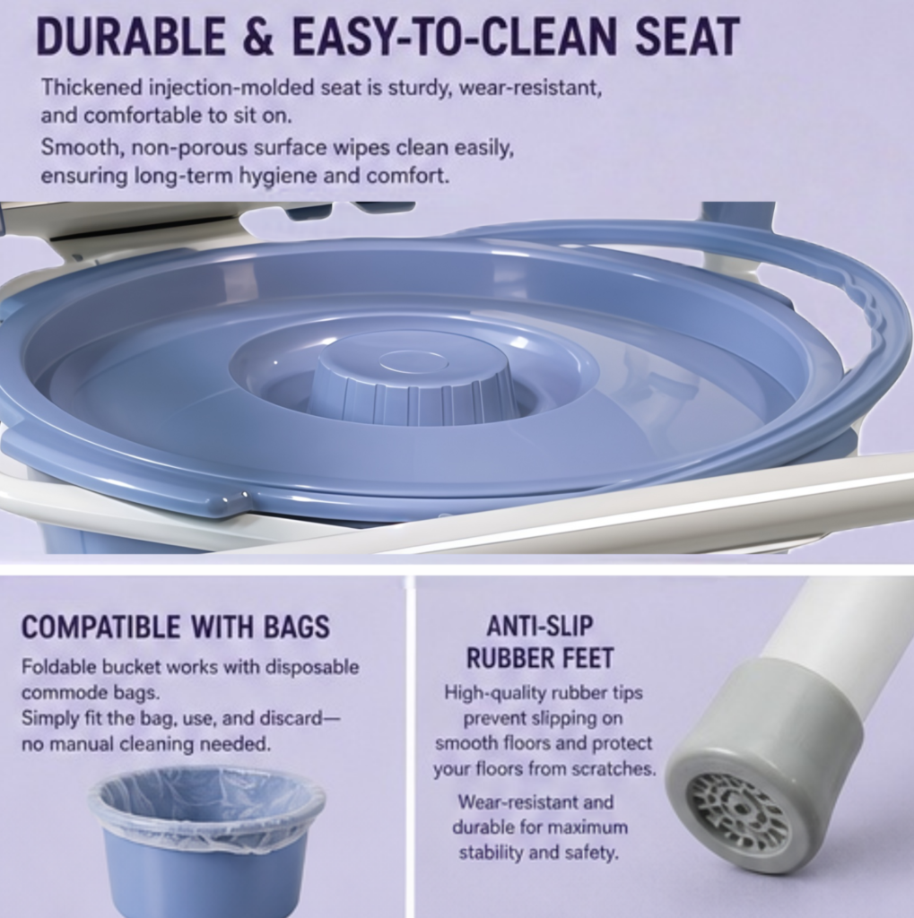 AndCare China Real Factory AC618 adjustable height push-button legs Commode Chair Amazon Hot Selling Supplier OEM Wholesale ISO 13485 CE FDA