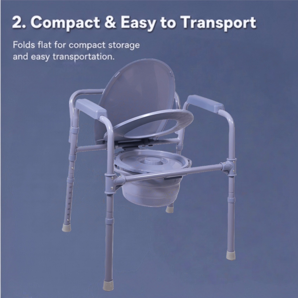 AndCare China Real Factory AC618K Folding Commode Chair Compact Easy Transport Amazon Hot Selling Supplier OEM Wholesale ISO 13485 CE FDA