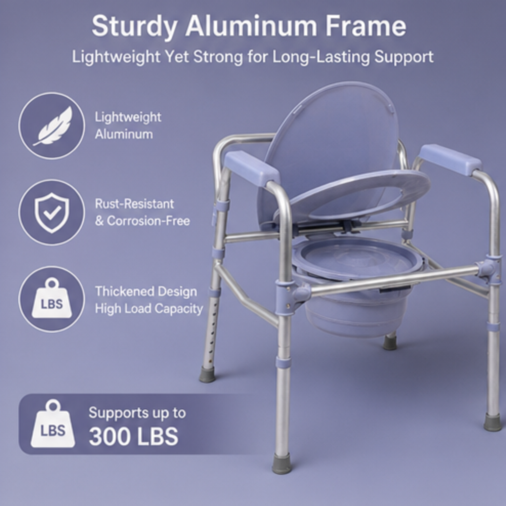 AndCare China Real Factory AC618LK adjustable height push-button legs Commode Chair Amazon Hot Selling Supplier OEM Wholesale ISO 13485 CE FDA