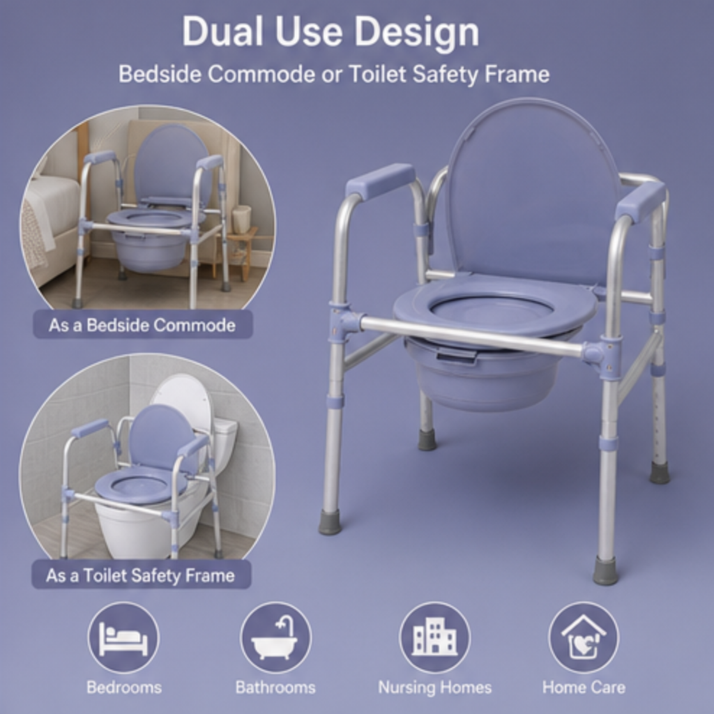 AndCare China Real Factory AC618LK dual use bedside commode or toilet safety frame Commode Chair Amazon Hot Selling Supplier OEM Wholesale ISO 13485 CE FDA