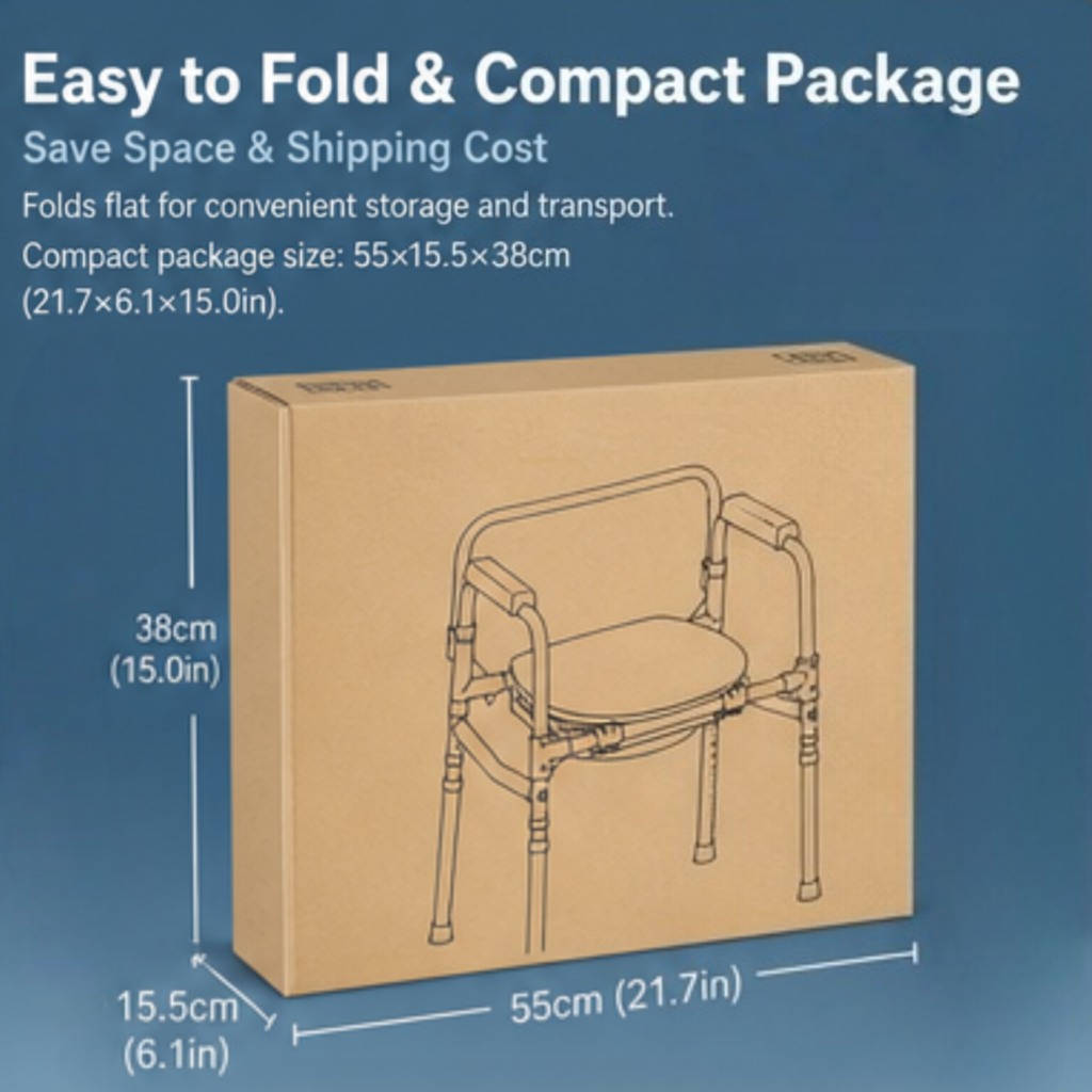 AndCare China Real Factory AC618LK2 blue foldable bucket under seat Commode Chair Amazon Hot Selling Supplier OEM Wholesale ISO 13485 CE FDA