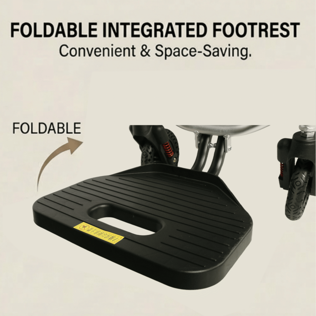 AndCare China Real Factory AC676L-12 U-shaped commode seat and adjustable footrest detail Aluminum Lightweight Commode Wheelchair Amazon Hot Selling Supplier OEM Wholesale ISO 13485 CE FDA