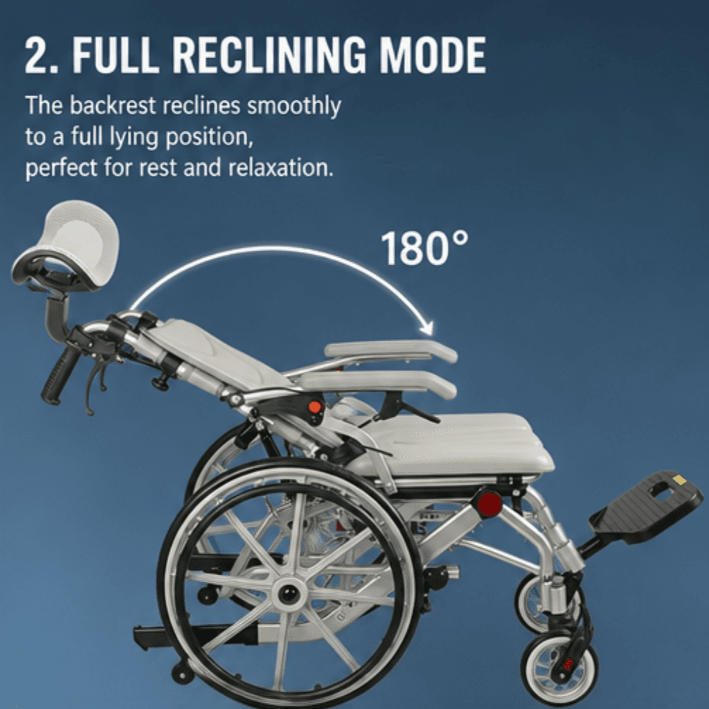 AndCare China Real Factory AC676LG-20B 20-inch composite rear wheel smooth ride Aluminum Lightweight Commode Wheelchair Amazon Hot Selling Supplier OEM Wholesale ISO 13485 CE FDA