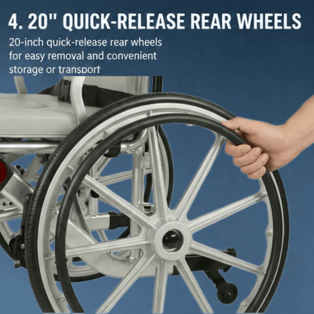 AndCare China Real Factory AC676LG-20B reclining high back 103-121cm adjustable headrest Aluminum Lightweight Commode Wheelchair Amazon Hot Selling Supplier OEM Wholesale ISO 13485 CE FDA
