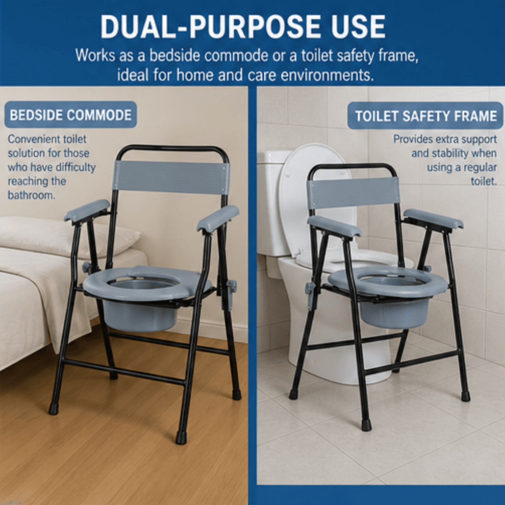 AndCare China Real Factory AC699 dual-purpose use bedside commode or toilet safety frame Commode Chair Amazon Hot Selling Supplier OEM Wholesale ISO 13485 CE FDA