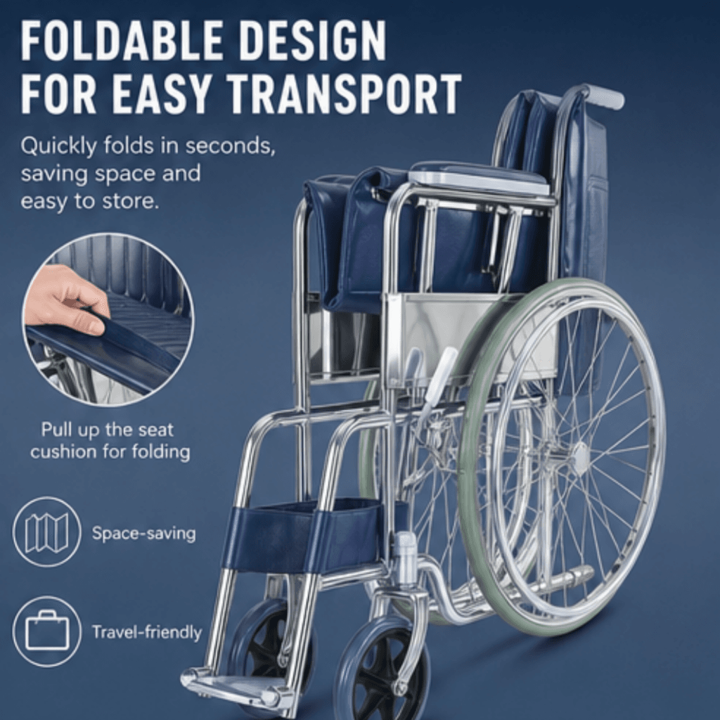AndCare China Real Factory AC809 black mesh cushion and polished aluminum hand rim Steel Manual Wheelchair Amazon Hot Selling Supplier OEM Wholesale ISO 13485 CE FDA