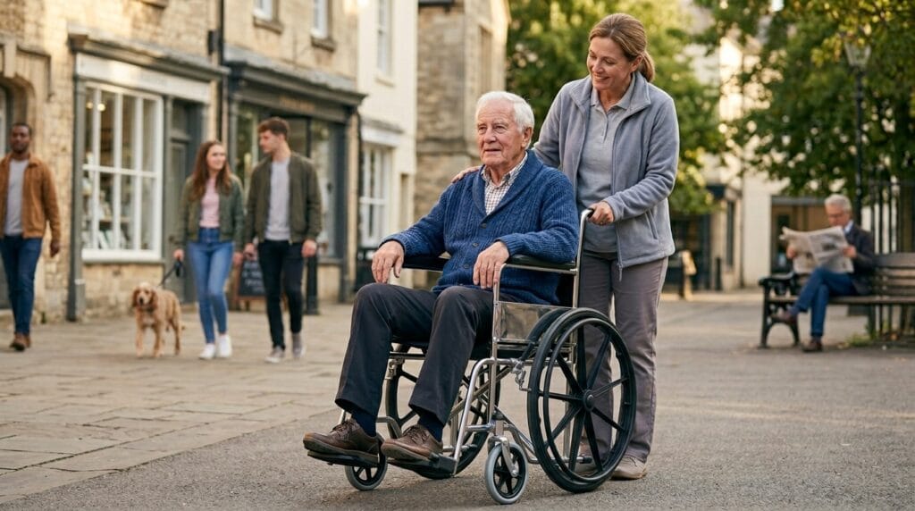 AndCare China Real Factory AC809B attendant pushing steel manual wheelchair with brake outdoor Steel Manual Wheelchair (with Brakes) Amazon Hot Selling Supplier OEM Wholesale ISO 13485 CE FDA