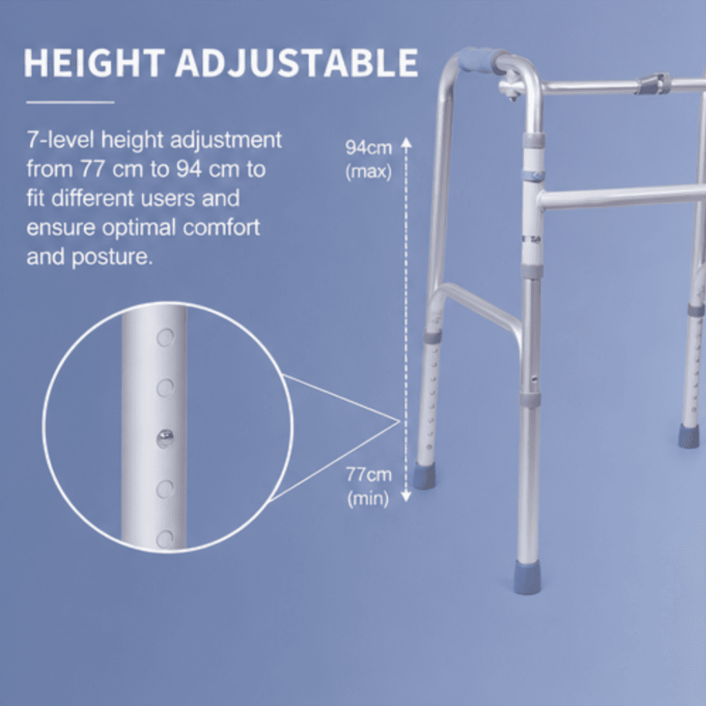 AndCare China Real Factory AC812L Aluminum Walker Adjustable Height - 52×60cm, 76-93.5cm height, 2.2kg net - Amazon Hot Selling Supplier OEM Wholesale ISO 13485 CE FDA