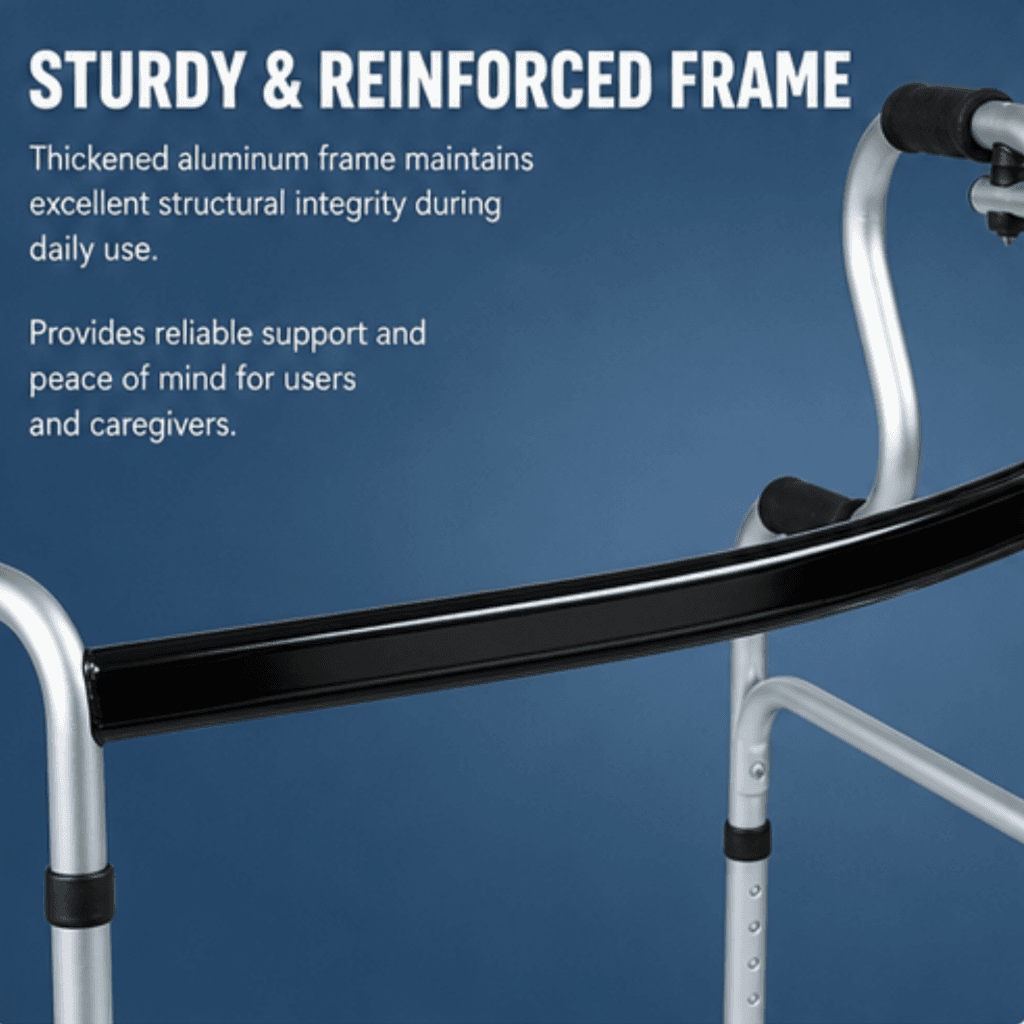 AndCare China Real Factory AC816L Aluminum Walker Lightweight Aluminum Frame - 46×60cm, 77-94cm height, 2.3kg net - Amazon Hot Selling Supplier OEM Wholesale ISO 13485 CE FDA