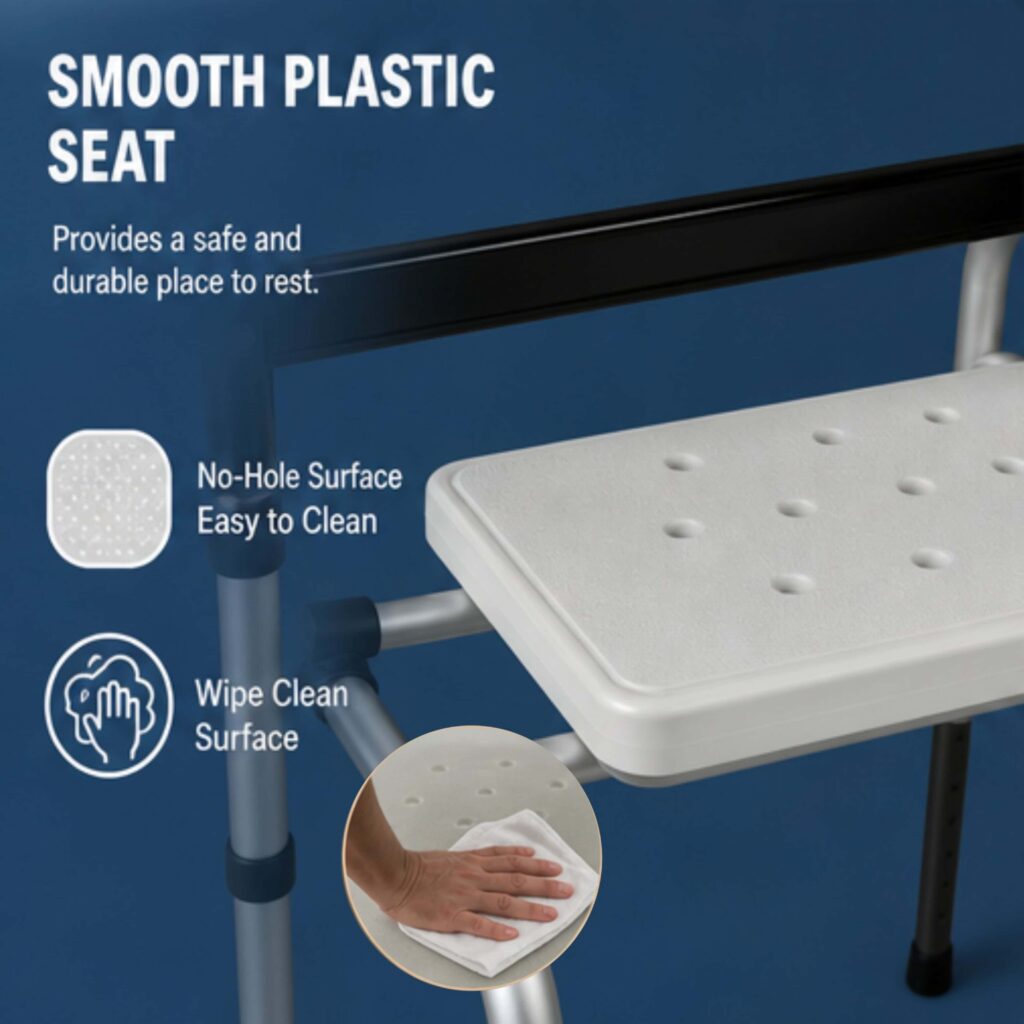 AndCare China Real Factory AC816L2 Aluminum Walker with Seat Built-in Seat Board - 46×60cm, 77-94cm height, 4kg net - Amazon Hot Selling Supplier OEM Wholesale ISO 13485 CE FDA