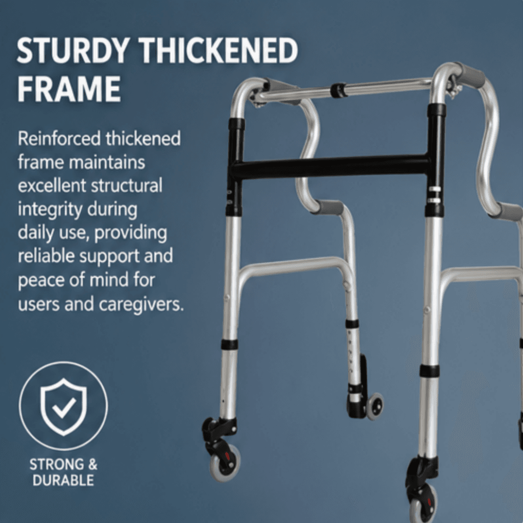 AndCare China Real Factory AC816LG-3 Aluminum Walker with Wheels Lightweight Aluminum Frame - 58×62cm, 78-88cm height, 3kg net - Amazon Hot Selling Supplier OEM Wholesale ISO 13485 CE FDA