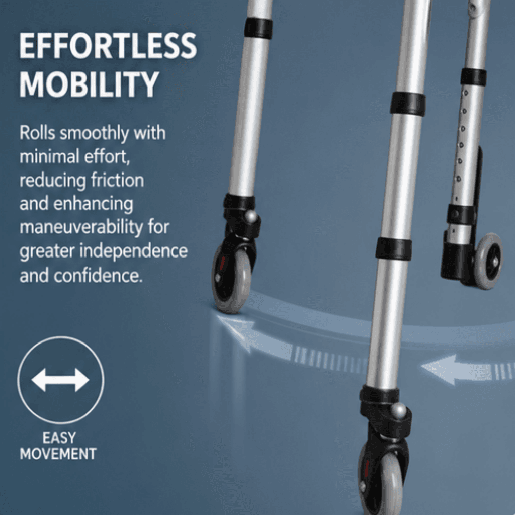 AndCare China Real Factory AC816LG-3 Aluminum Walker with Wheels Durable Aluminum Construction - 58×62cm, 78-88cm height, 3kg net - Amazon Hot Selling Supplier OEM Wholesale ISO 13485 CE FDA