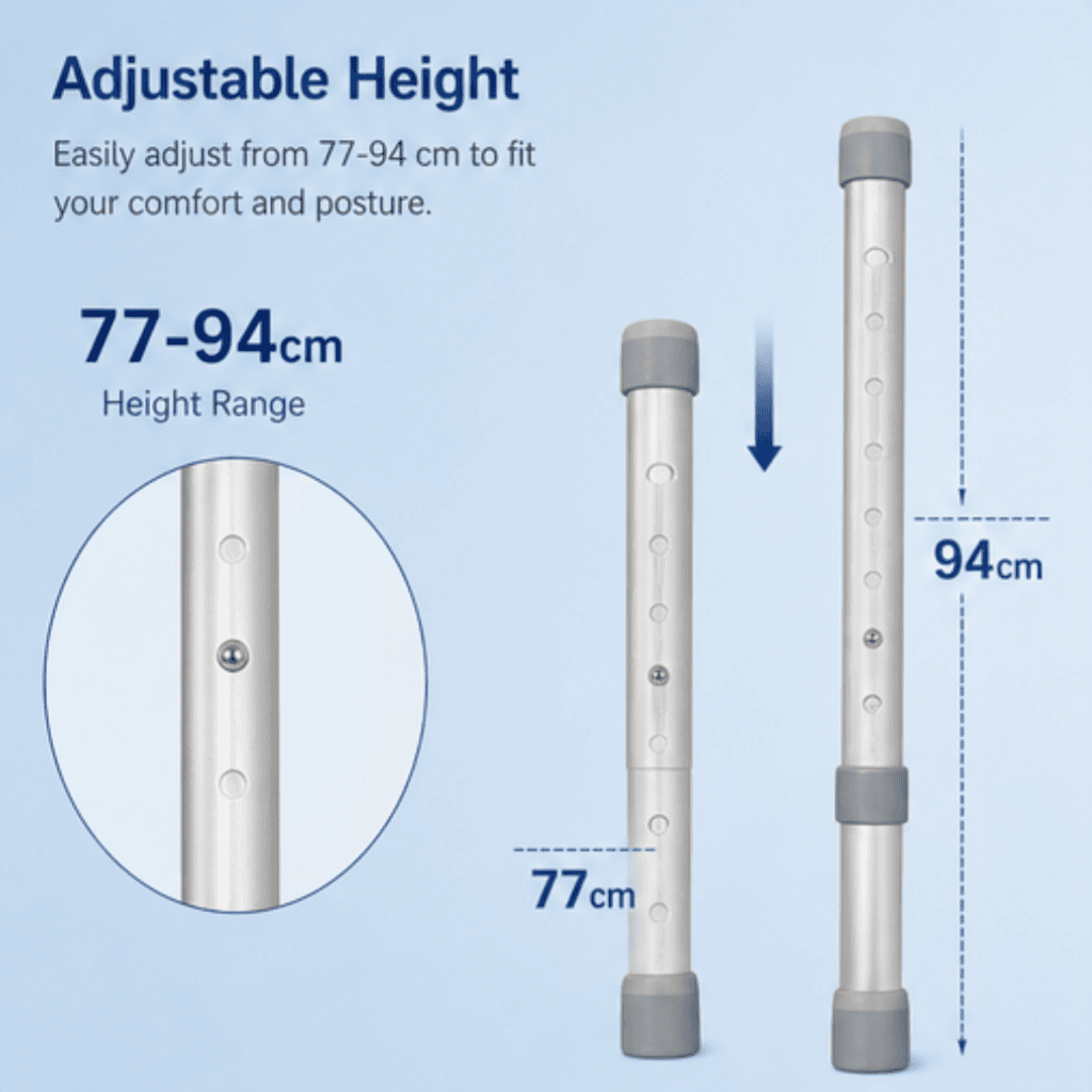 AndCare China Real Factory AC8211L Aluminum Reciprocal Walker Adjustable Height - 60×51cm, 77.5-95cm height, 2.8kg net - Amazon Hot Selling Supplier OEM Wholesale ISO 13485 CE FDA