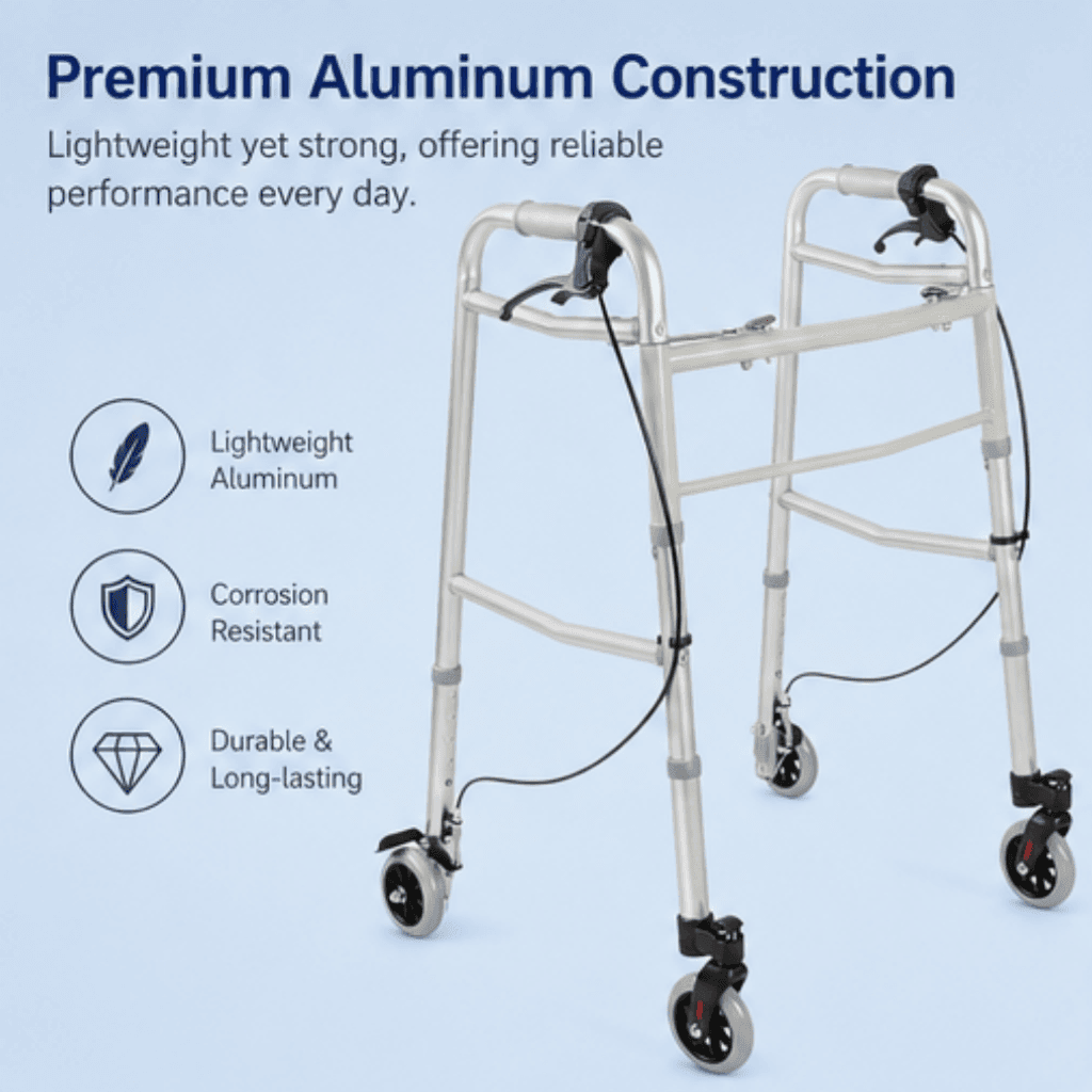 AndCare China Real Factory AC8211L Aluminum Reciprocal Walker Lightweight Aluminum Frame - 60×51cm, 77.5-95cm height, 2.8kg net - Amazon Hot Selling Supplier OEM Wholesale ISO 13485 CE FDA