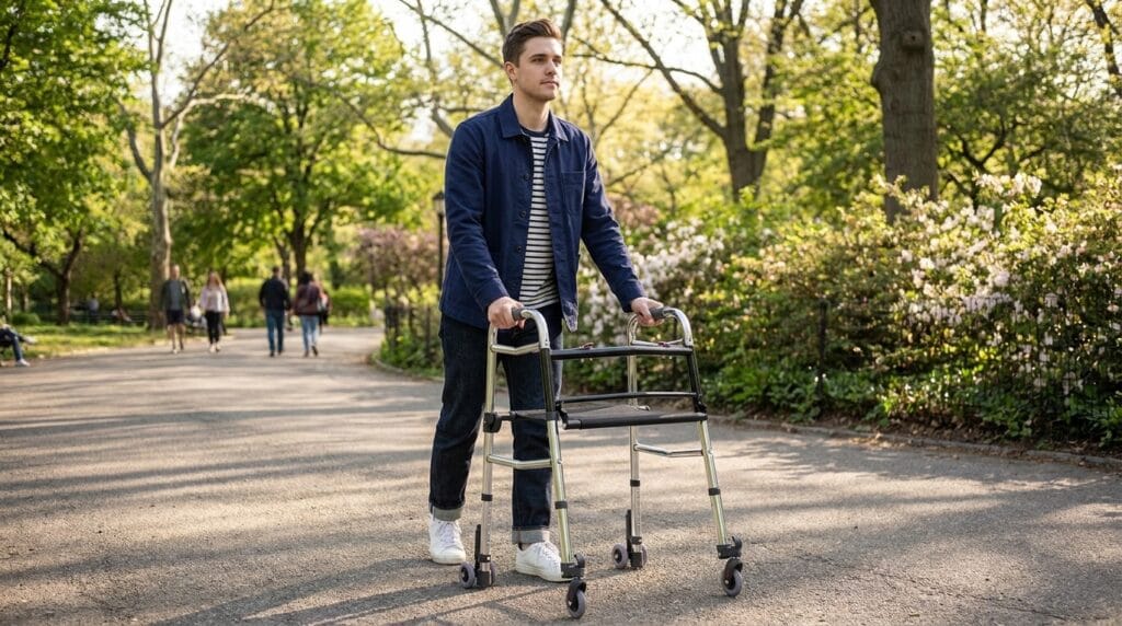 AndCare China Real Factory AC821LG-3 Elderly Man Park Outdoor 6-Wheel Walker Amazon Hot Selling Supplier Manufacturer OEM Wholesale ISO 13485 CE FDA