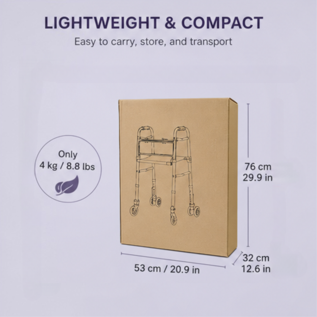 AndCare China Real Factory AC821lg-3 Lightweight Compact Walker 4kg 8.8lbs Amazon Hot Selling Supplier Manufacturer OEM Wholesale ISO 13485 CE FDA