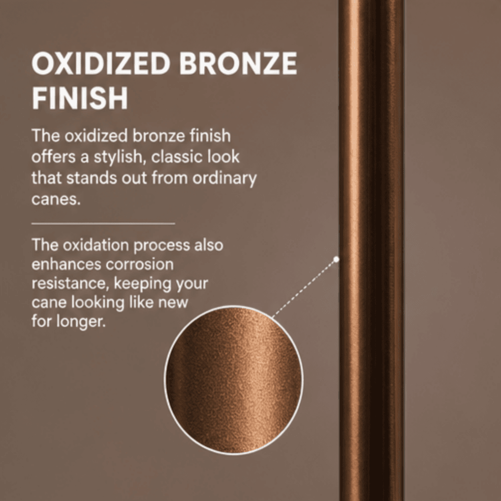 AndCare AC833L China Real Factory Aluminum Walking Cane Oxidized Bronze Finish Amazon Hot Selling Supplier Manufacturer OEM Wholesale ISO 13485 CE FDA
