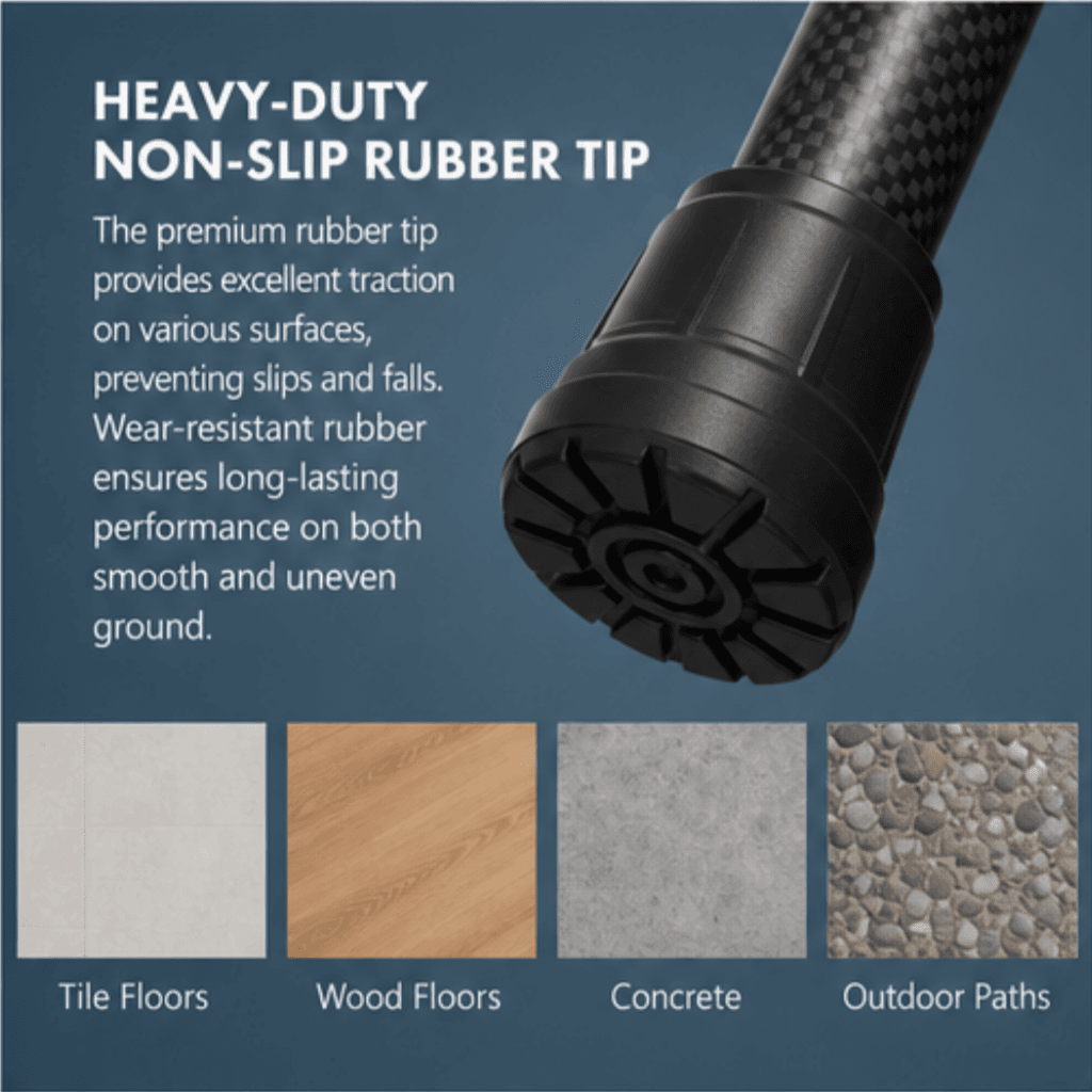 AndCare AC833L1 China Real Factory Carbon Fiber Folding Walking Cane Heavy-Duty Non-Slip Rubber Tip Amazon Hot Selling Supplier Manufacturer OEM Wholesale ISO 13485 CE FDA
