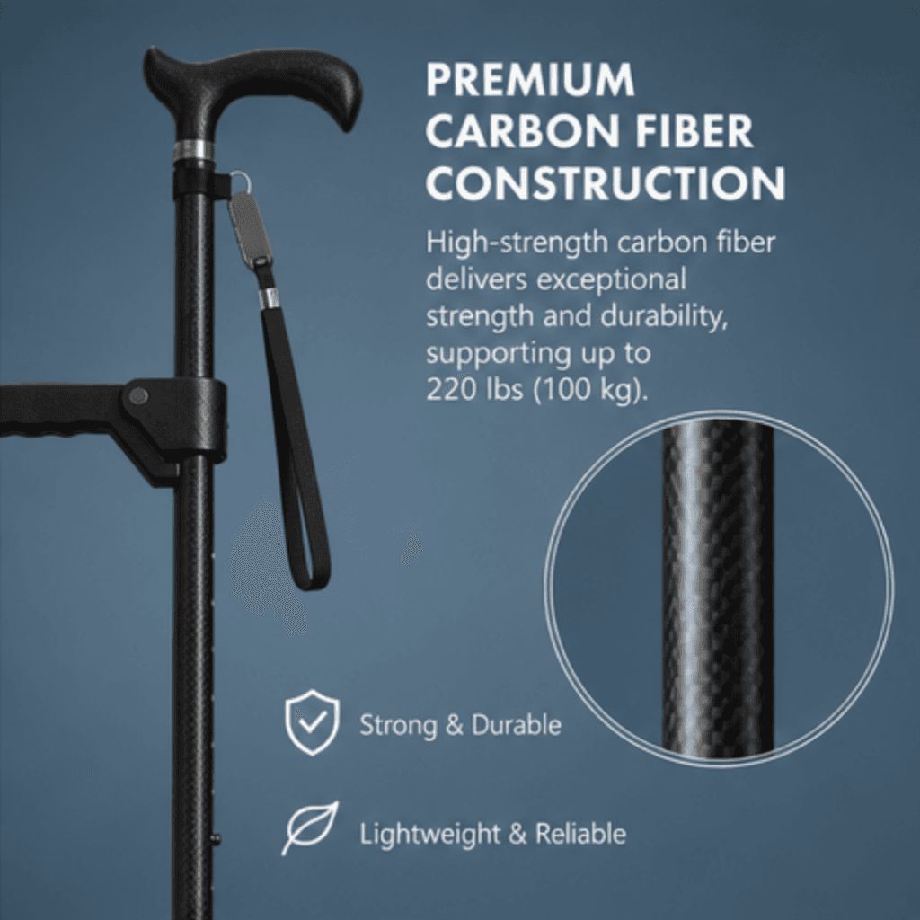 AndCare AC833L1 China Real Factory Carbon Fiber Folding Walking Cane Premium Carbon Fiber Construction Amazon Hot Selling Supplier Manufacturer OEM Wholesale ISO 13485 CE FDA