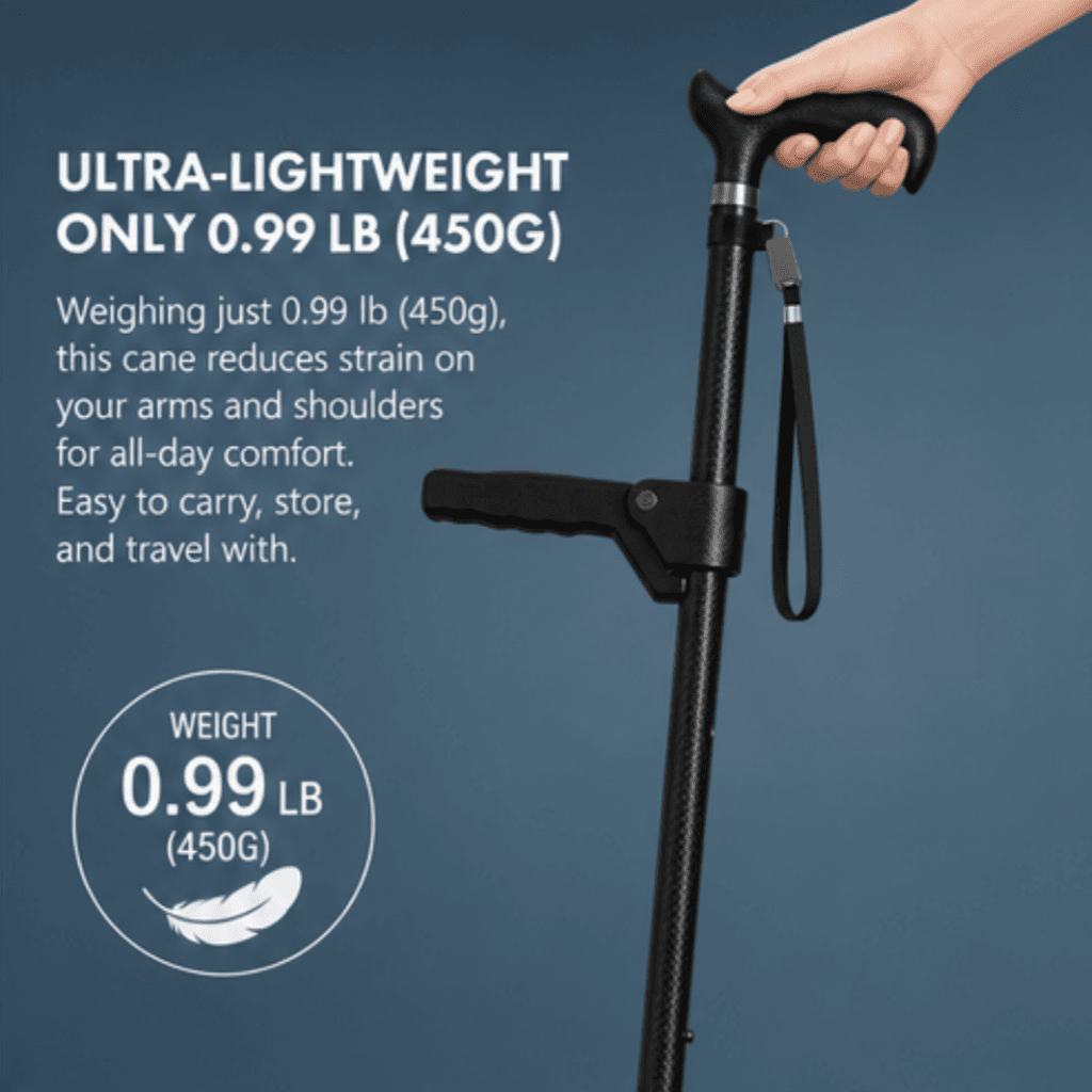 AndCare AC833L1 China Real Factory Carbon Fiber Folding Walking Cane Ultra-Lightweight 450 g Amazon Hot Selling Supplier Manufacturer OEM Wholesale ISO 13485 CE FDA