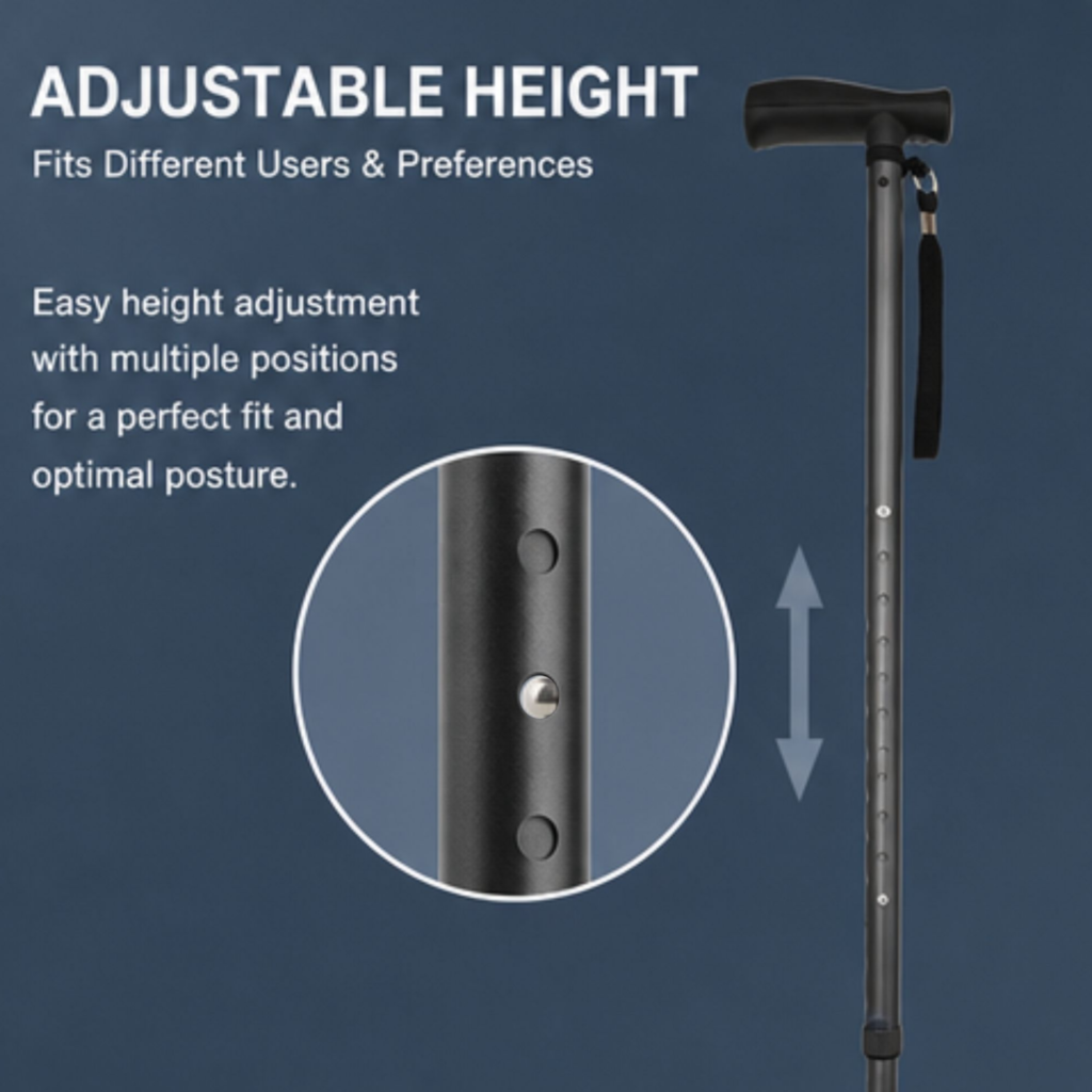 AndCare AC833L2 China Real Factory Aluminum Walking Cane Adjustable Height Multiple Positions Amazon Hot Selling Supplier Manufacturer OEM Wholesale ISO 13485 CE FDA