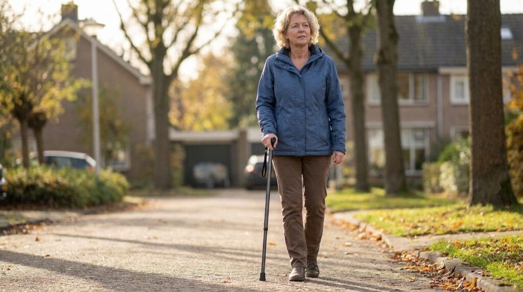 AndCare AC833L2 China Real Factory Aluminum Walking Cane Residential Street Outdoor Walking Scene Amazon Hot Selling Supplier OEM Wholesale ISO 13485 CE FDA