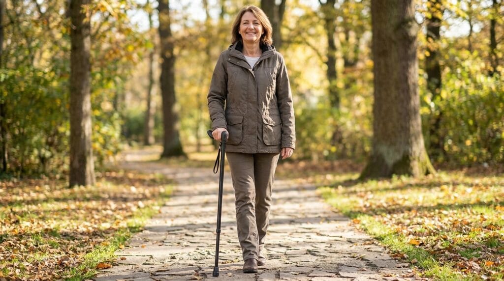 AndCare AC833L4 China Real Factory Aluminum Walking Cane Morning Community Walking Scene Amazon Hot Selling Supplier OEM Wholesale ISO 13485 CE FDA