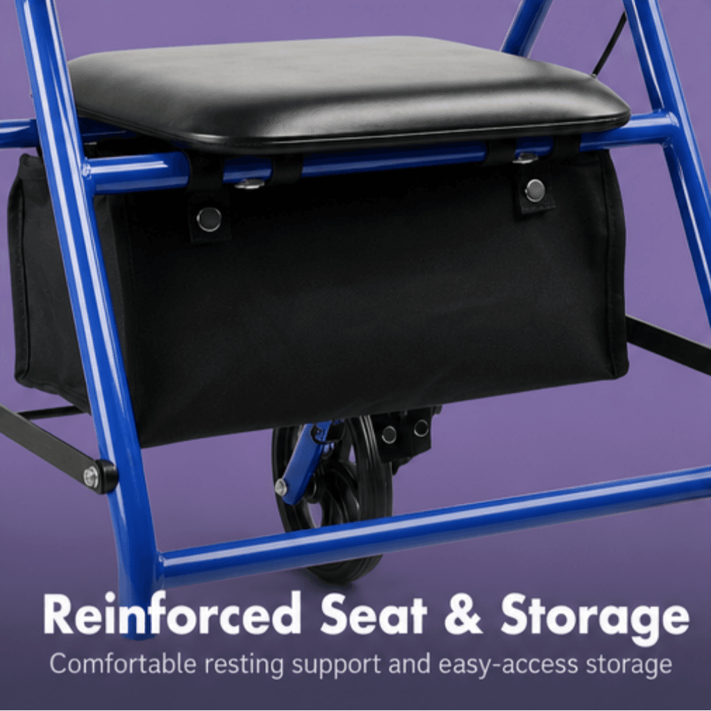 AndCare China Real Factory AC861 reinforced leather seat and fabric storage bag Steel Rollator Amazon Hot Selling Supplier OEM Wholesale ISO 13485 CE FDA