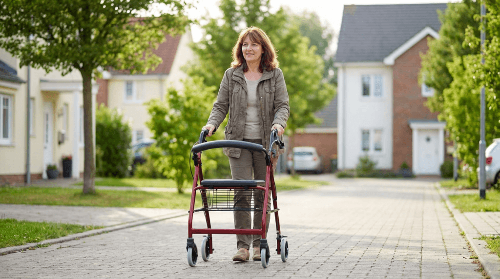 AndCare China Real Factory AC862 user shopping with rollator walker Steel Rollator Amazon Hot Selling Supplier OEM Wholesale ISO 13485 CE FDA