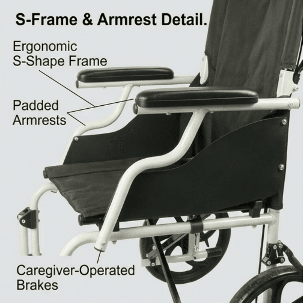 AndCare China Real Factory AC863-12 spray-painted light grey frame and black mesh fabric Steel Lightweight Manual Wheelchair Amazon Hot Selling Supplier OEM Wholesale ISO 13485 CE FDA