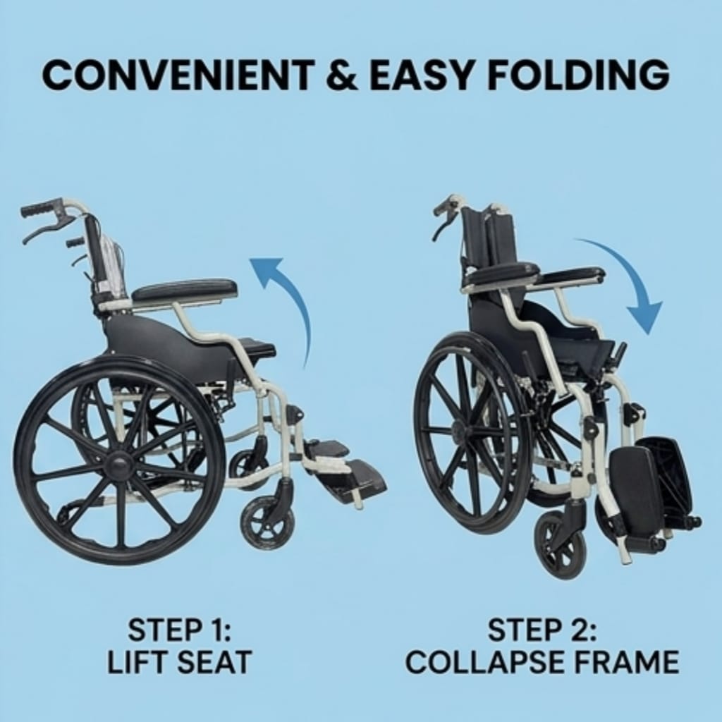 AndCare China Real Factory AC863-20B detachable armrests for easy side transfer Steel Lightweight Manual Wheelchair Amazon Hot Selling Supplier OEM Wholesale ISO 13485 CE FDA