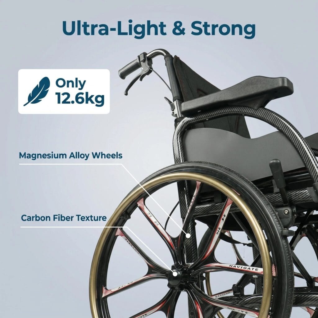 AndCare China Real Factory AC8632L2-20M multi-angle view magnesium alloy wheelchair Aluminum-Magnesium Alloy Lightweight Wheelchair Amazon Hot Selling Supplier OEM Wholesale ISO 13485 CE FDA