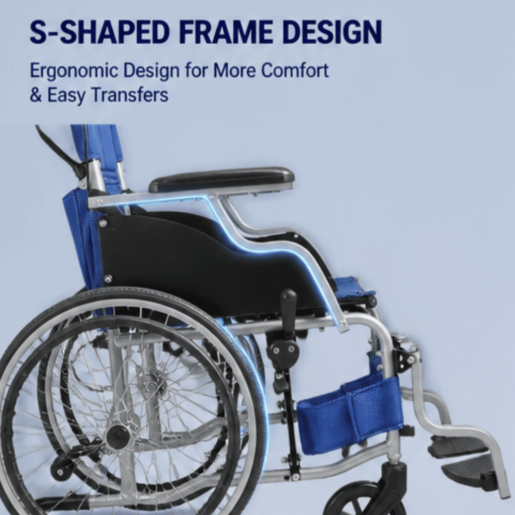AndCare China Real Factory AC863L-20 aluminum lightweight manual wheelchair 20-inch spoke rear Aluminum Manual Wheelchair Amazon Hot Selling Supplier OEM Wholesale ISO 13485 CE FDA