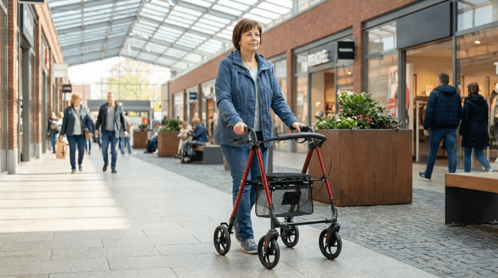 AndCare China Real Factory AC8761L tall senior using height-adjustable rollator Aluminum Rollator Amazon Hot Selling Supplier OEM Wholesale ISO 13485 CE FDA