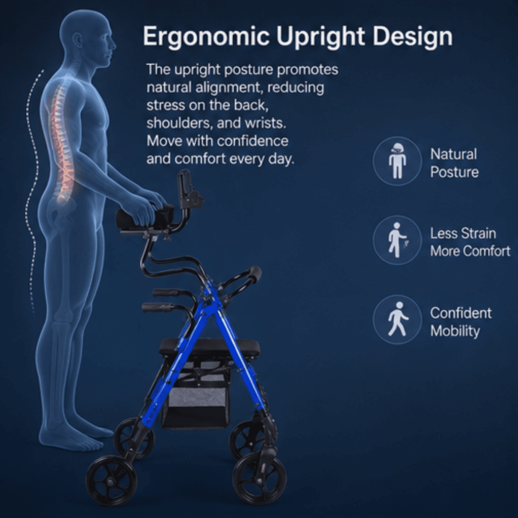 AndCare China Real Factory AC8761L2 aluminum rollator with armrest and tall frame Aluminum Rollator Amazon Hot Selling Supplier OEM Wholesale ISO 13485 CE FDA