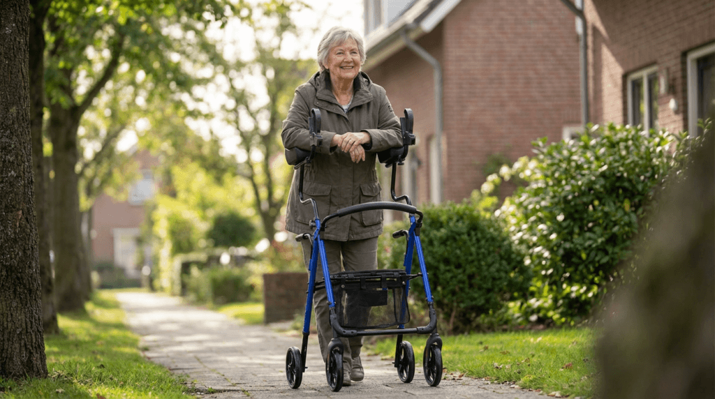 AndCare China Real Factory AC8761L2 rehabilitation patient with armrest rollator Aluminum Rollator Amazon Hot Selling Supplier OEM Wholesale ISO 13485 CE FDA